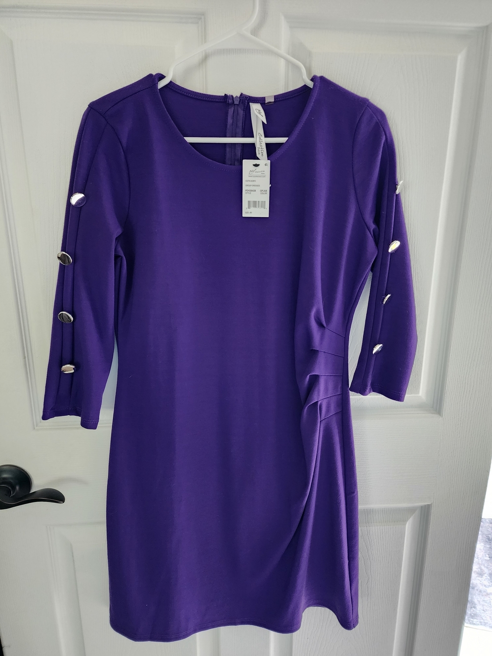 Women’s Purple Dress with Accent Buttoned Sleeves